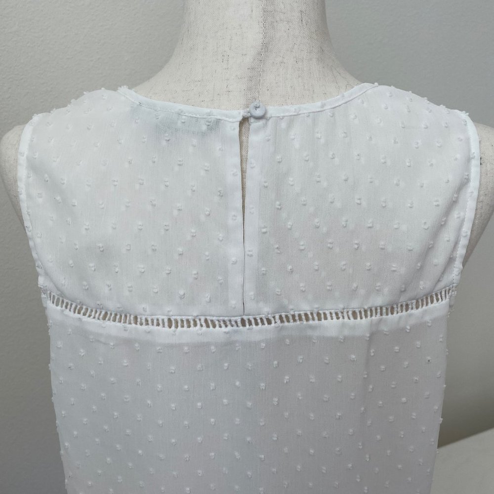 Daniel Rainn Swiss Dot Embroidered Lace Flouncy Peplum Sleeveless Blouse - Picture 6 of 14